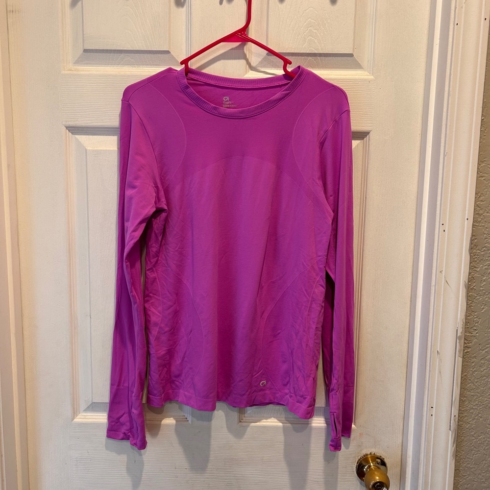 GapFit Womens Long Sleeve Athletic Top Purple Thumbholes Size L Athletic Running